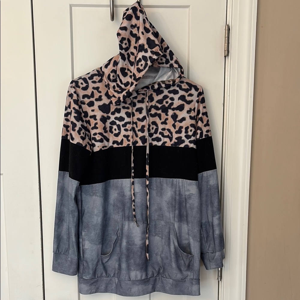Leopard Print and Tie-Dye Hoodie